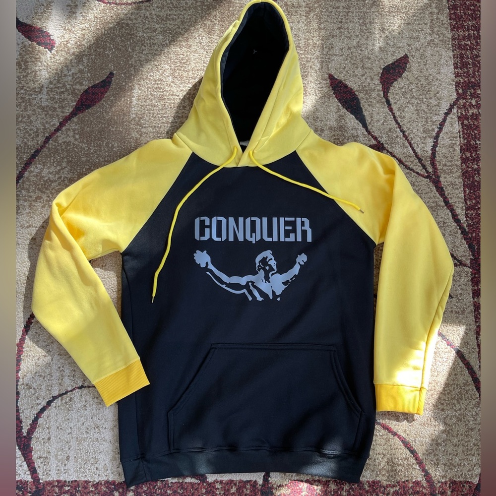 Arnold Schwarzenegger Conquer Bodybuilding Gym Hoodie size Medium